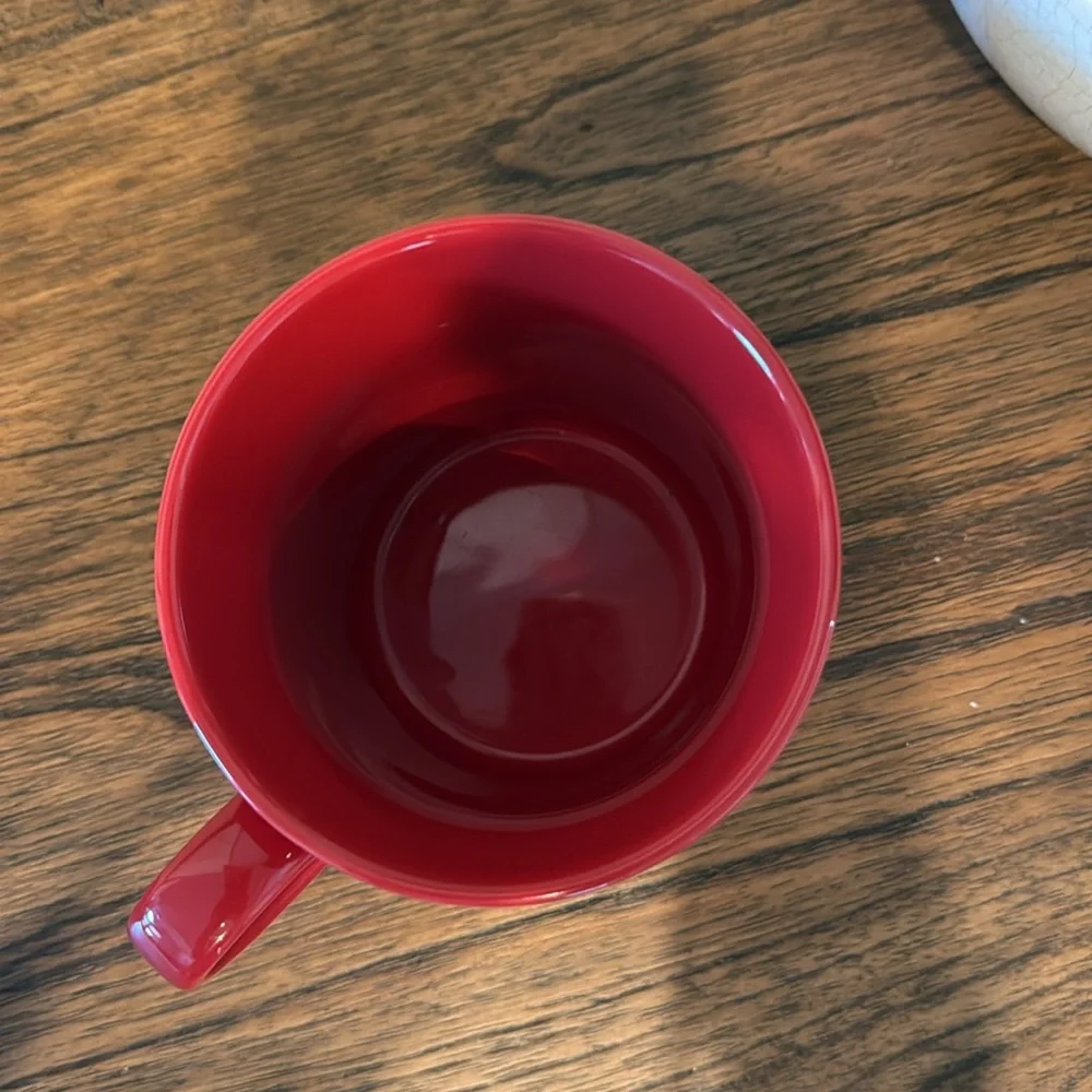 Starbucks Red and Gold Floral Coffee Mug‎ Cup 2014 Wide Rim